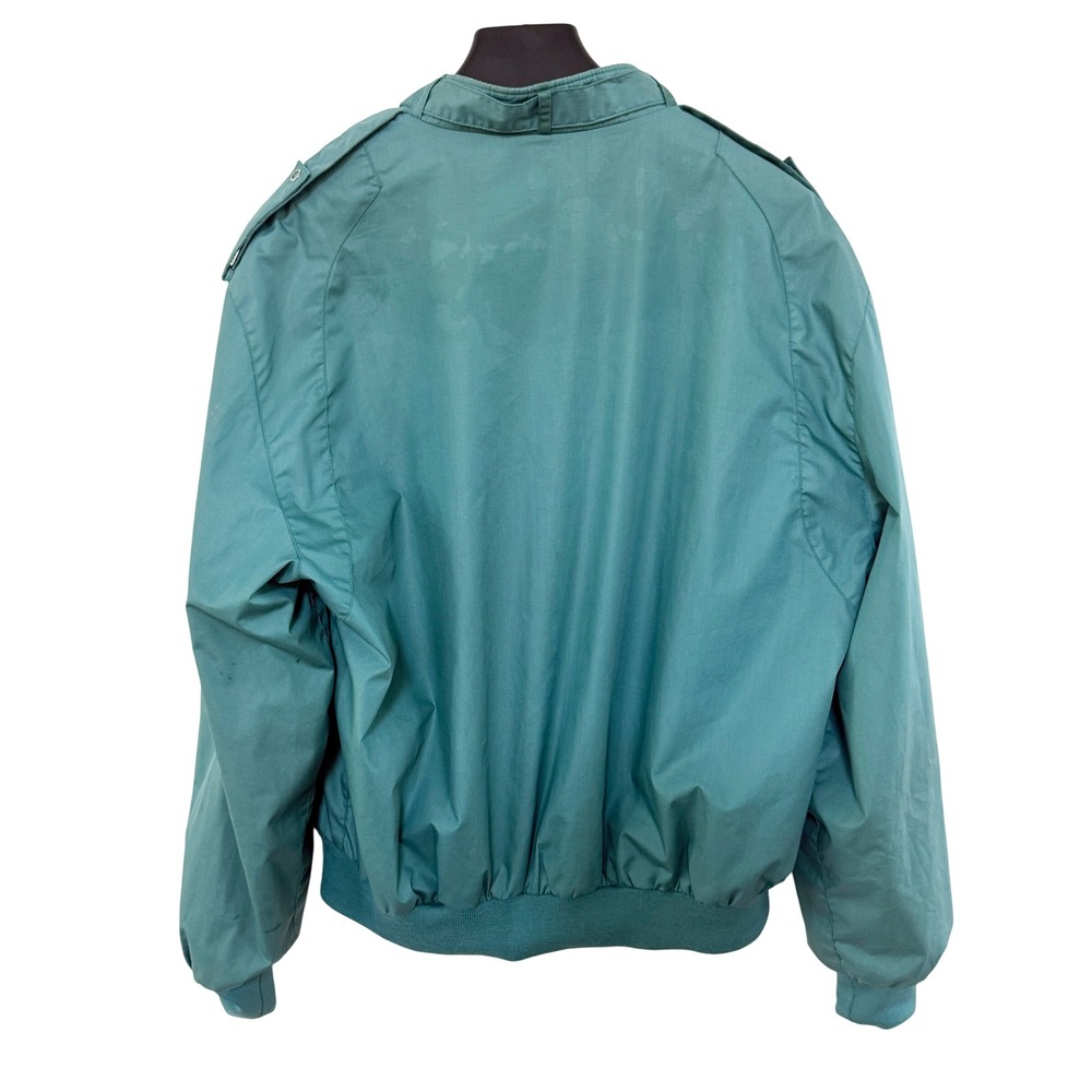 Vintage Members Only Cafe Bomber Racer Jacket 42 Blue Green Full Zip 80's - Picture 2 of 7